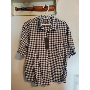 NWT Silver Needle Mens Blue Check Short Sleeve Button Up Shirt Pocket Size XXL